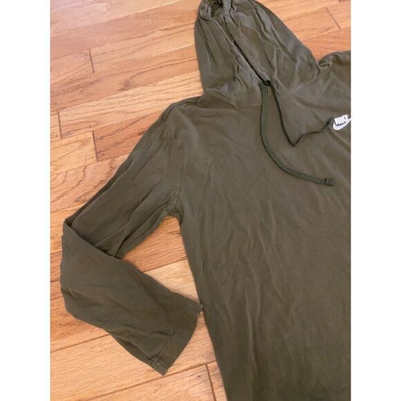 Nike Men's faded olive green athletic Pullover cotton Hoodie Long Sleeve Large - Picture 2 of 8